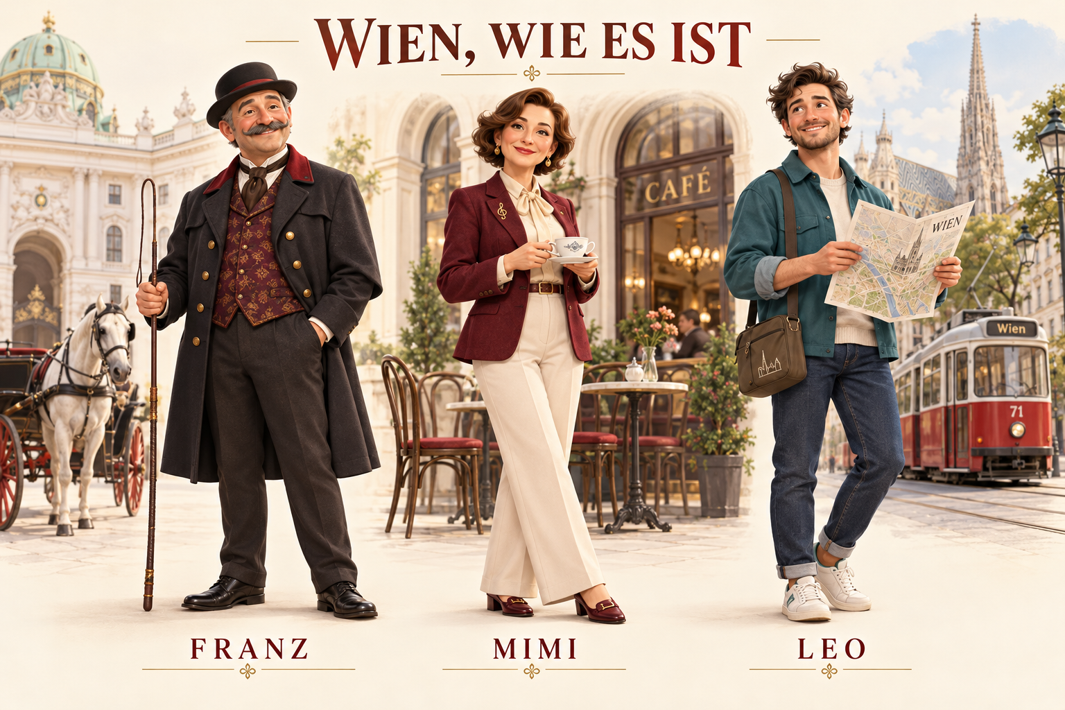 Franz · Mimi · Leo